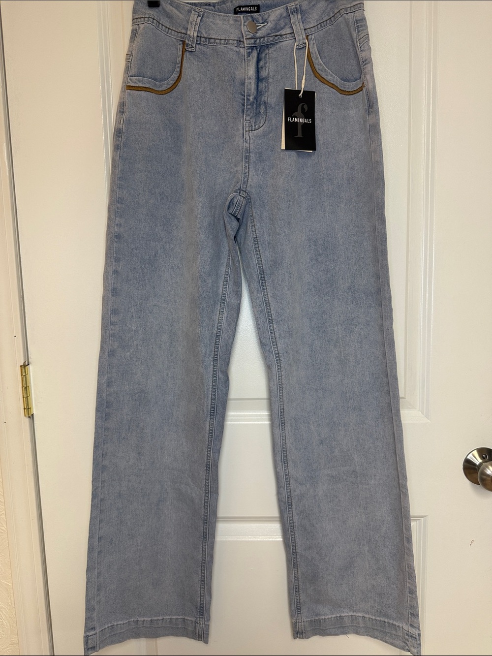 Flamingoals Light Blue High-Rise Straight Leg Jeans